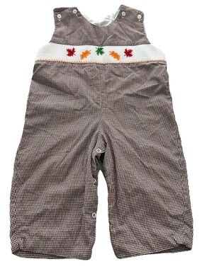 Classic Whimsy Baby Boy 18 Months Romper Overalls Smocked Longalls GINGHAM Fall